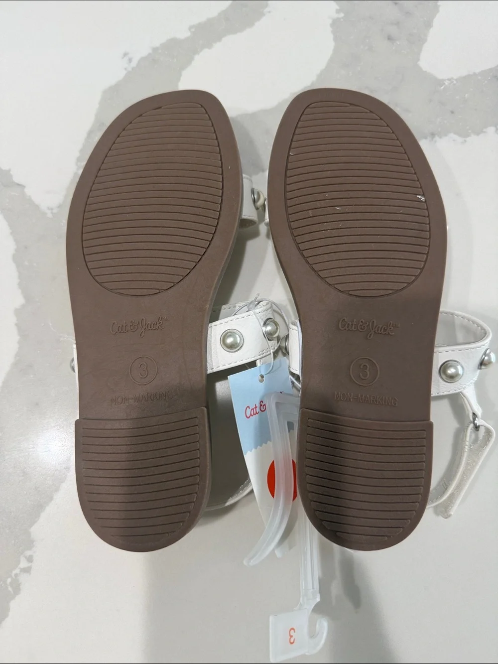 Cat & Jack White Pearl-Stud Strappy Sandals for Women
